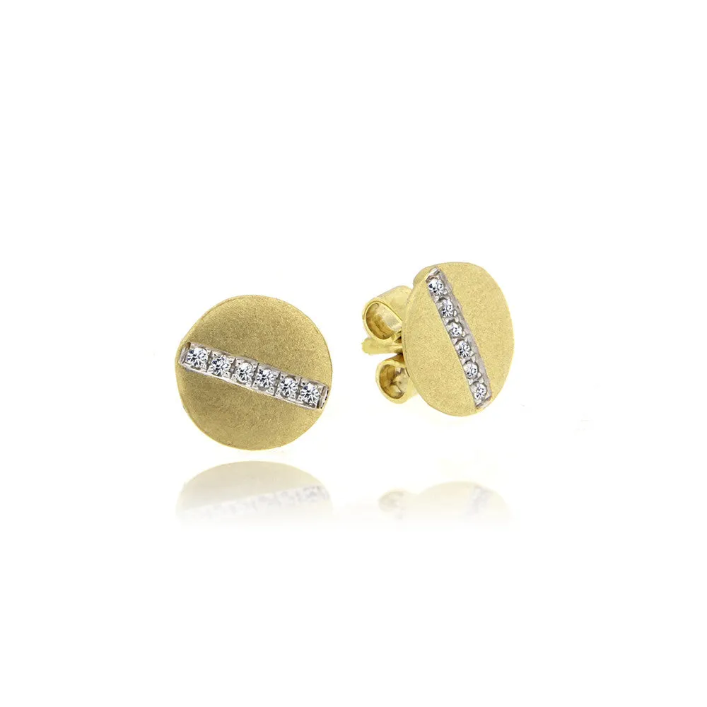Brushed Yellow Gold Studs