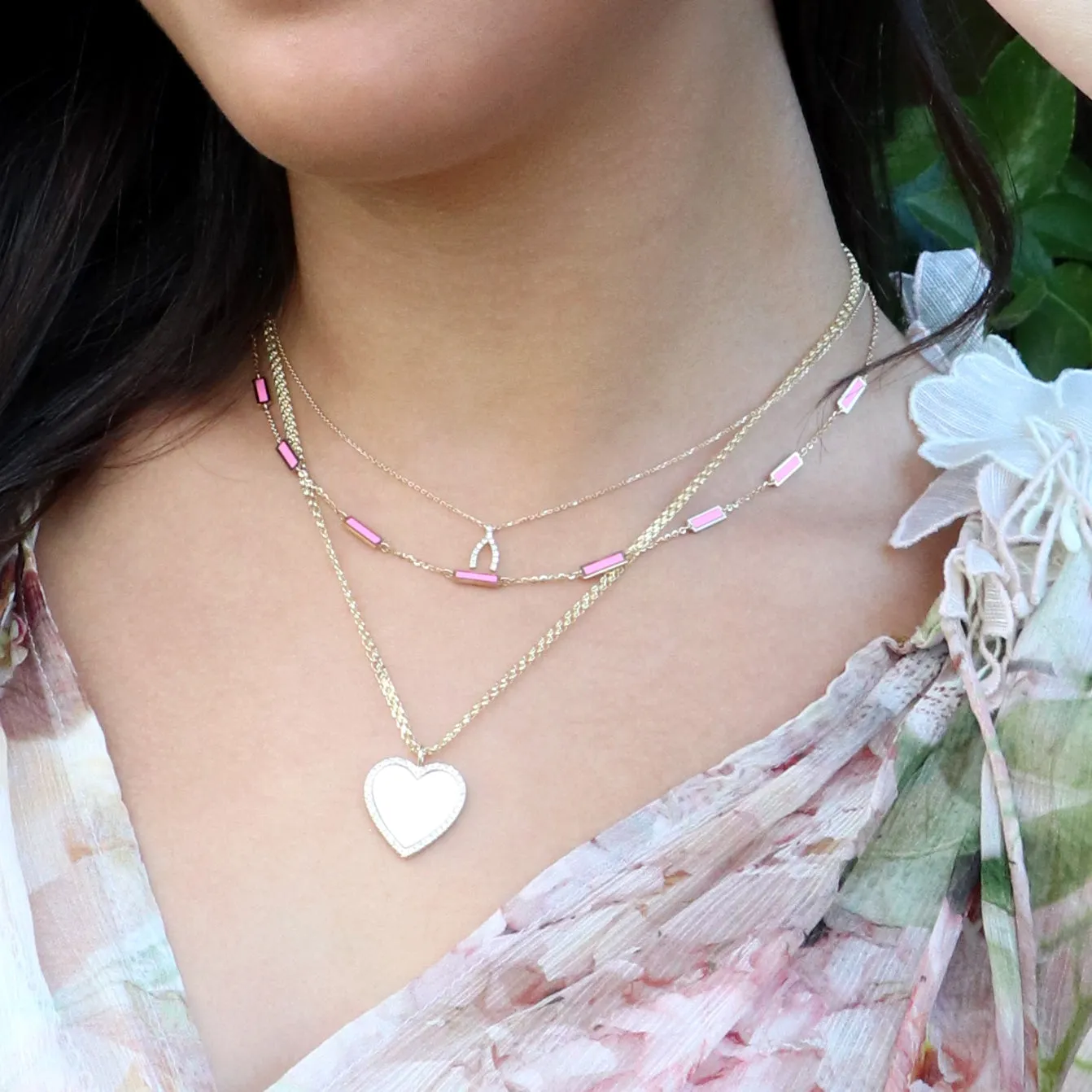 Bubblegum Pink Bar Chain Necklace