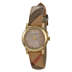 Burberry Champagne Dial Haymarket Check Fabric Ladies Watch Burberry BU9219
