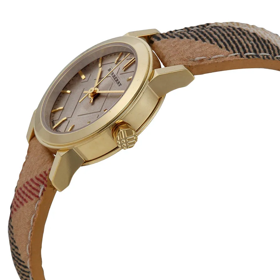 Burberry Champagne Dial Haymarket Check Fabric Ladies Watch Burberry BU9219
