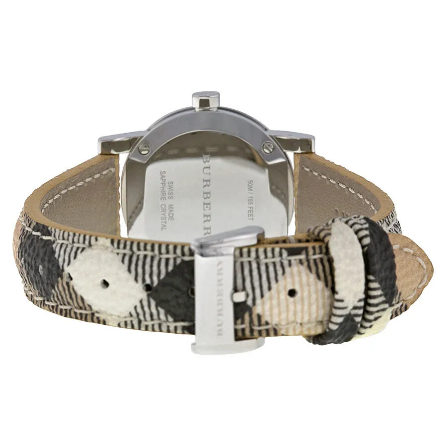 Burberry Silver Dial Check Fabric Strap Ladies Watch BU9222