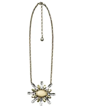 BURNISHED GOLD & CRYSTAL DAISY CLUSTER SINGLE DROP  NECKLACES #288GD1101 (7E1/6E6)