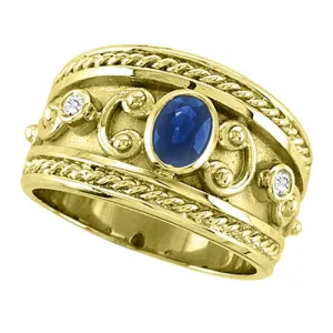 BYZANTINE SAPPHIRE & DIAMOND RING 14K GOLD (0.73 CTW)