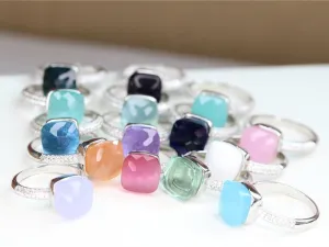 Cabochon Gems Stackable Sterling silver Ring. 827R100