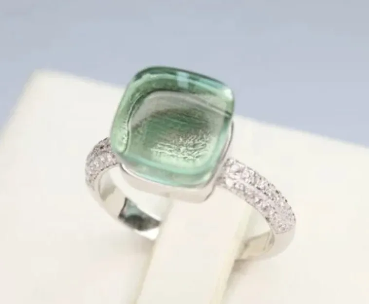 Cabochon Gems Stackable Sterling silver Ring. 827R100