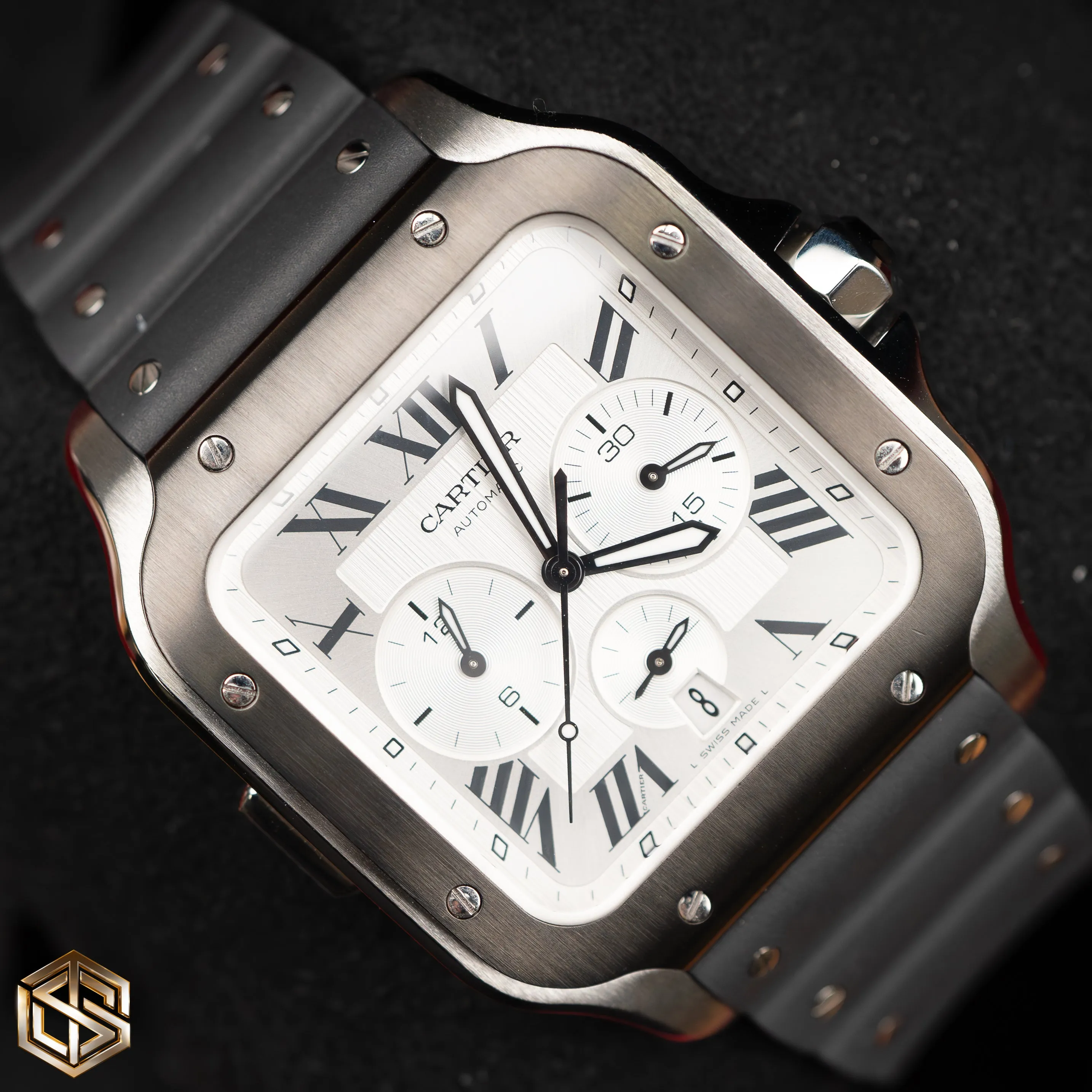 Cartier WSSA0017 Santos De Cartier Chronograph XL Silver Dial 2021 Watch