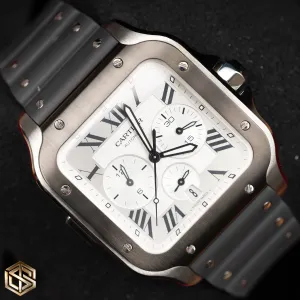 Cartier WSSA0017 Santos De Cartier Chronograph XL Silver Dial 2021 Watch