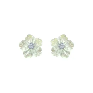 CARVED SERPENTINE FLOWER EARRINGS