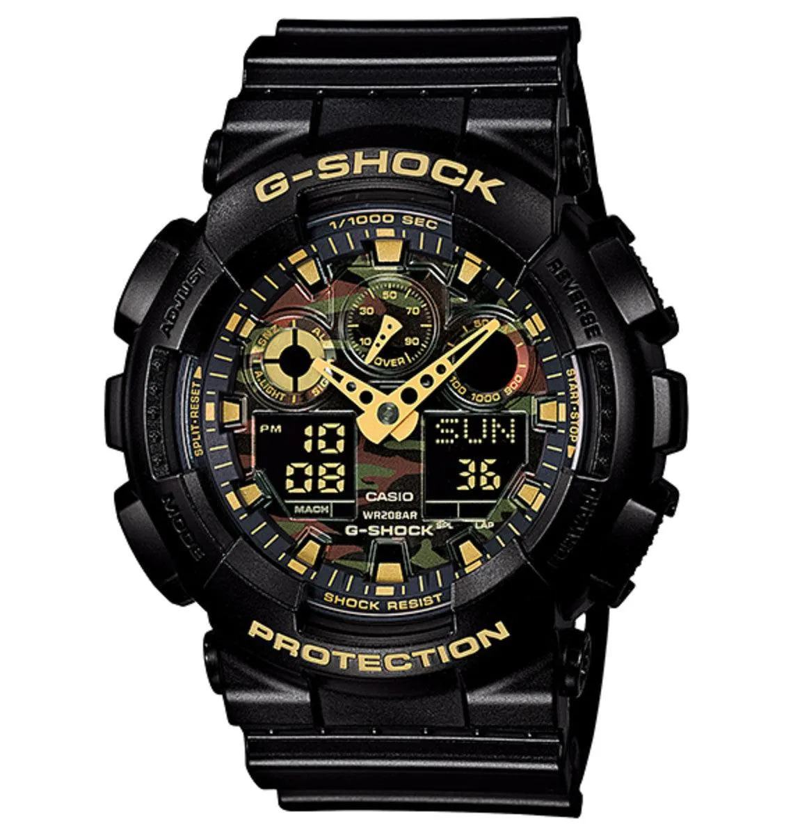 Casio G-Shock's classic GA100 wristwatch receives a trendy makeover with the premiere of its Camo