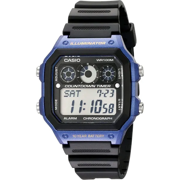 Casio Illuminator Black Silicone Strap Black Dial Quartz Watch for Gents - AE-1300WH-2AVDF