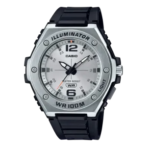 Casio Illuminator Black Silicone Strap Strap Silver Dial Quartz Watch for Gents - MWA-100H-7AVDF(AG)