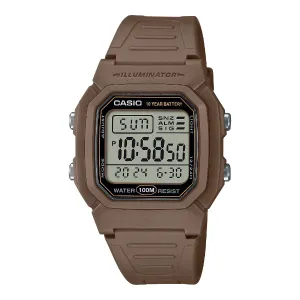 Casio Illuminator Brown Resin Strap Grey Dial Quartz Watch for Gents - W-800H-5AVDF