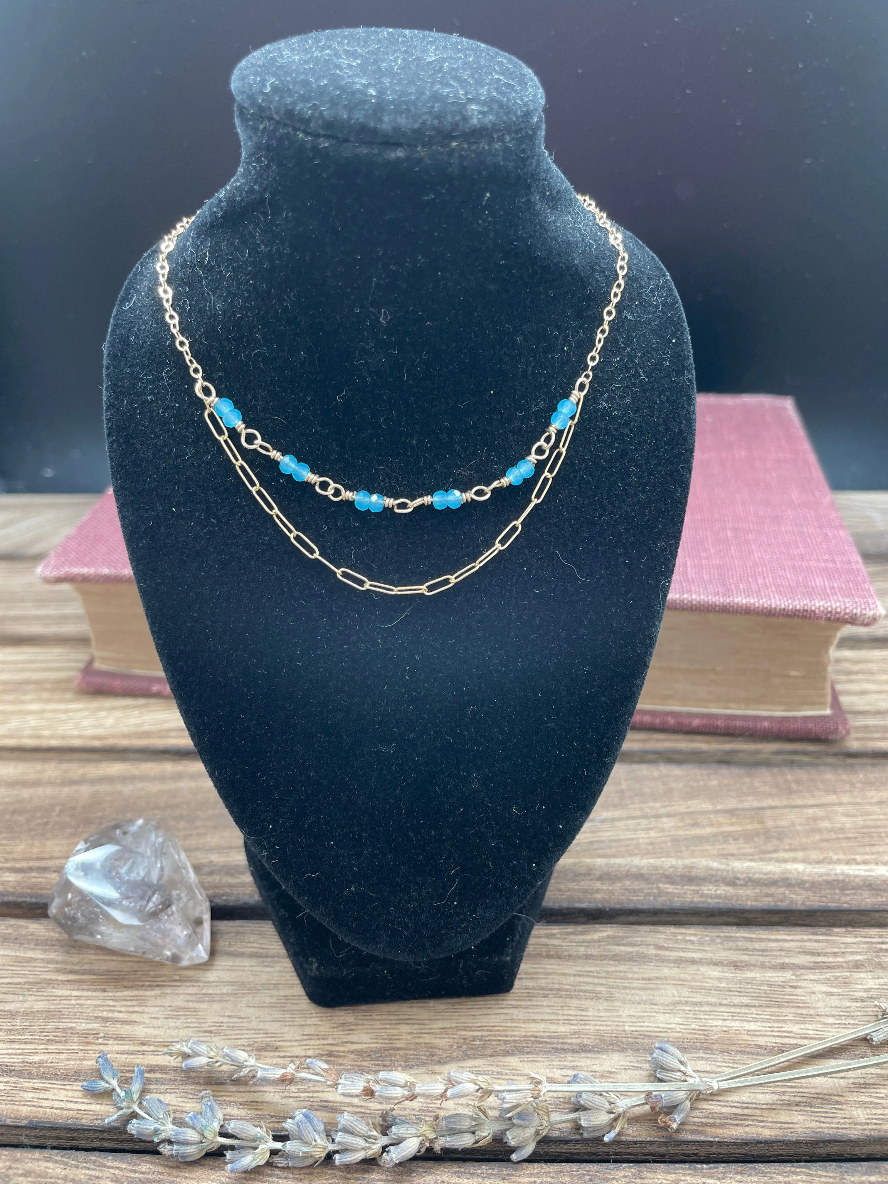 Chalcedony Double Strand 14k Gold Fill Necklace