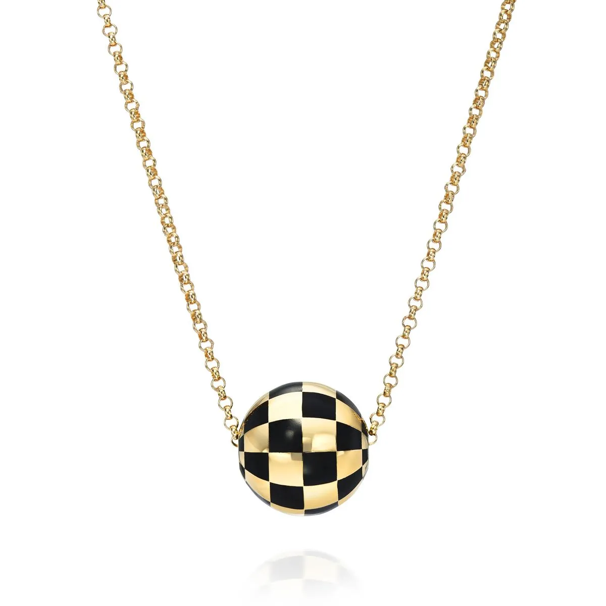 Checkered Enamel Ball Necklace