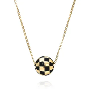 Checkered Enamel Ball Necklace