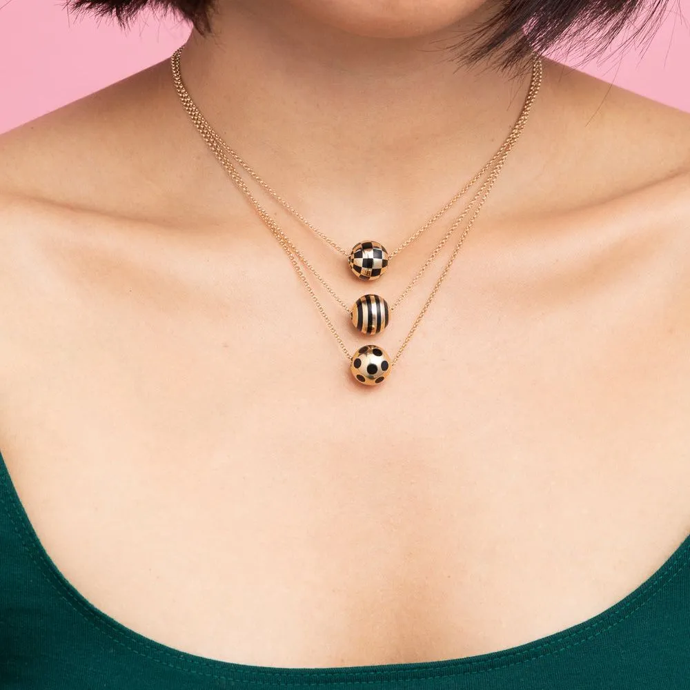 Checkered Enamel Ball Necklace