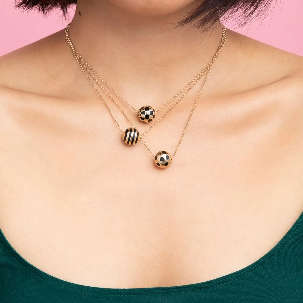 Checkered Enamel Ball Necklace