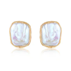 Classic Filigree Series Twisted Wire Cube Stud Earrings Ear clip