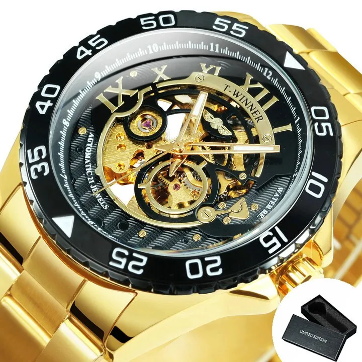 Classy Mechanical Watches for Men with Exposed Skeleton Dial