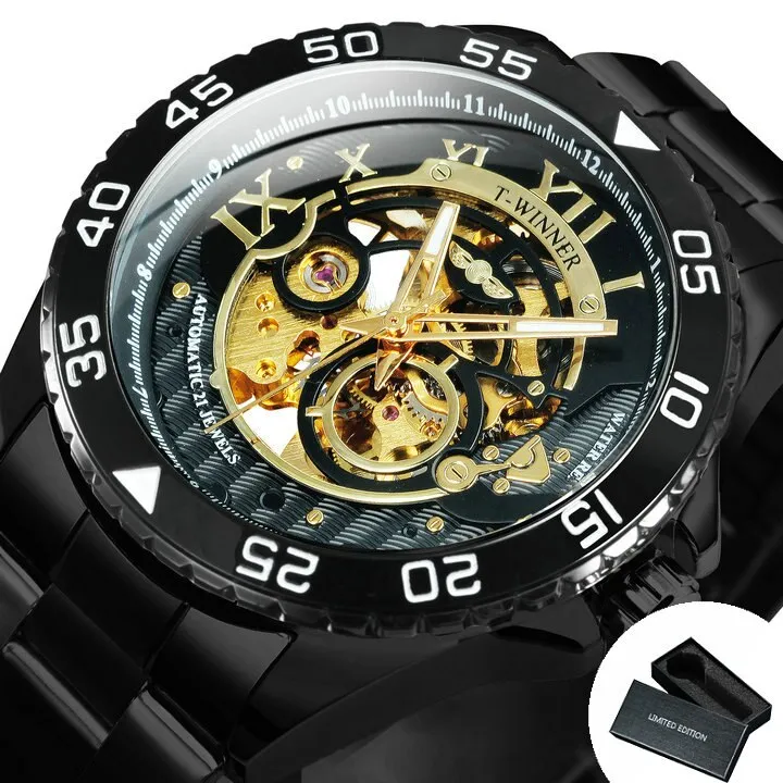 Classy Mechanical Watches for Men with Exposed Skeleton Dial