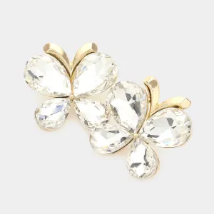 Clear Teardrop Butterfly Pageant Earrings on Gold | Prom Earrings |  603255