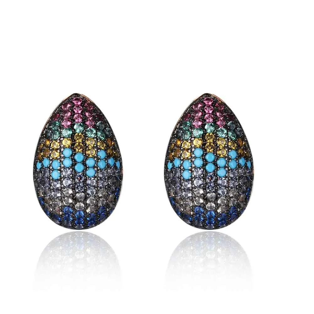 Colorful 925 Silver Egg Shape Fashion Stud Earrings, Special Classic Jewelry for Women