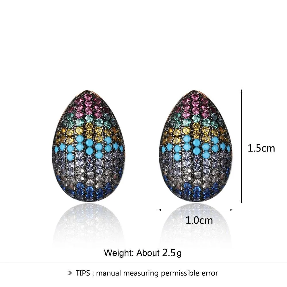 Colorful 925 Silver Egg Shape Fashion Stud Earrings, Special Classic Jewelry for Women