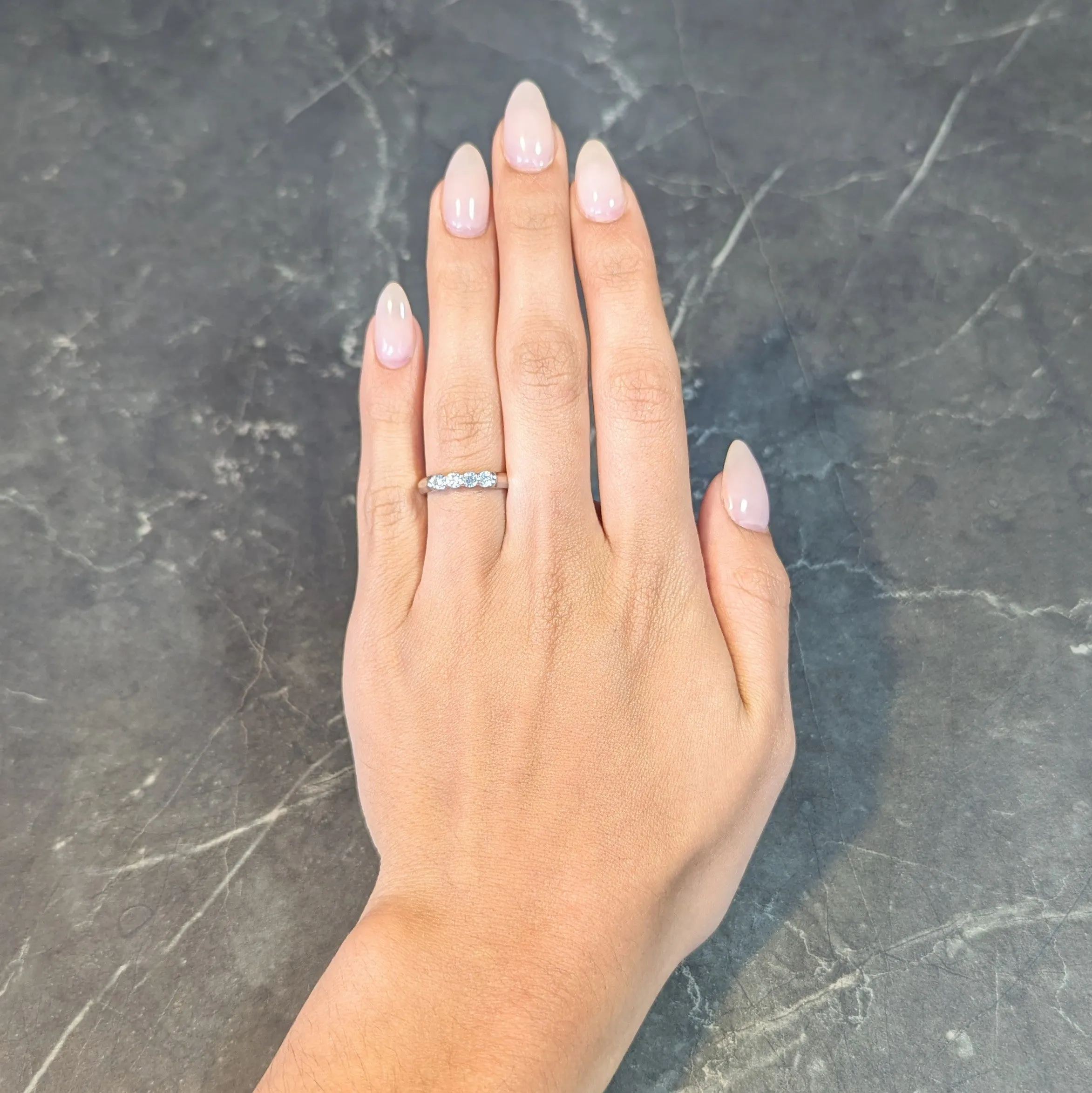 Contemporary 0.40 CTW Diamond 14 Karat White Gold Four Stone Stacking Band Ring