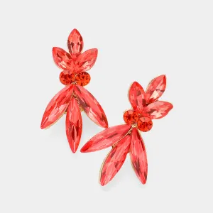 Coral Crystal Marquise Stone Interview Earrings  | Young Girls Pageant Earrings | 637726