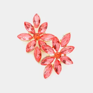 Coral Floral Marquise Stone Pageant Earrings  | Prom Earrings |  606358