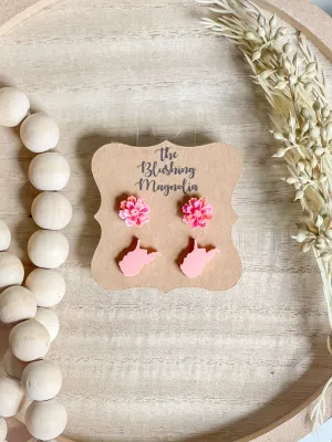 Coral WV   Flower Studs