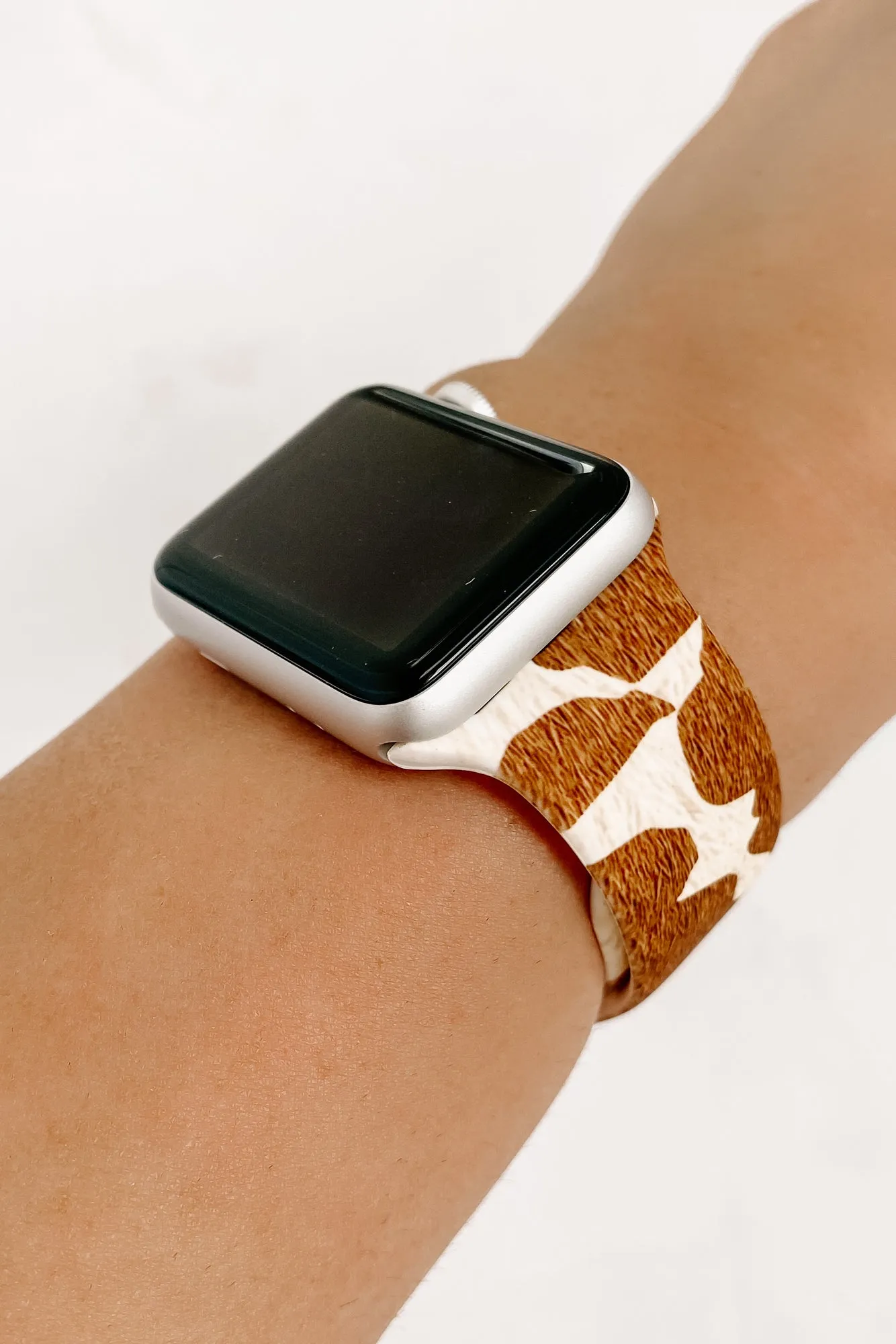Cow Print Silicone Apple Watch Band (Brown Cow)
