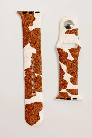 Cow Print Silicone Apple Watch Band (Brown Cow)