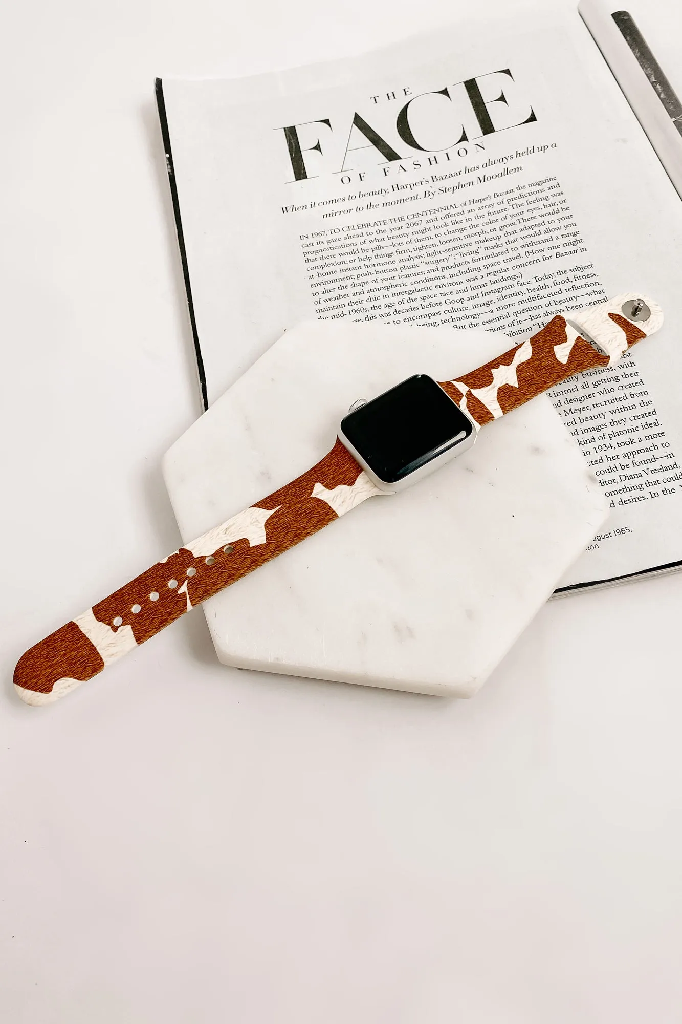 Cow Print Silicone Apple Watch Band (Brown Cow)