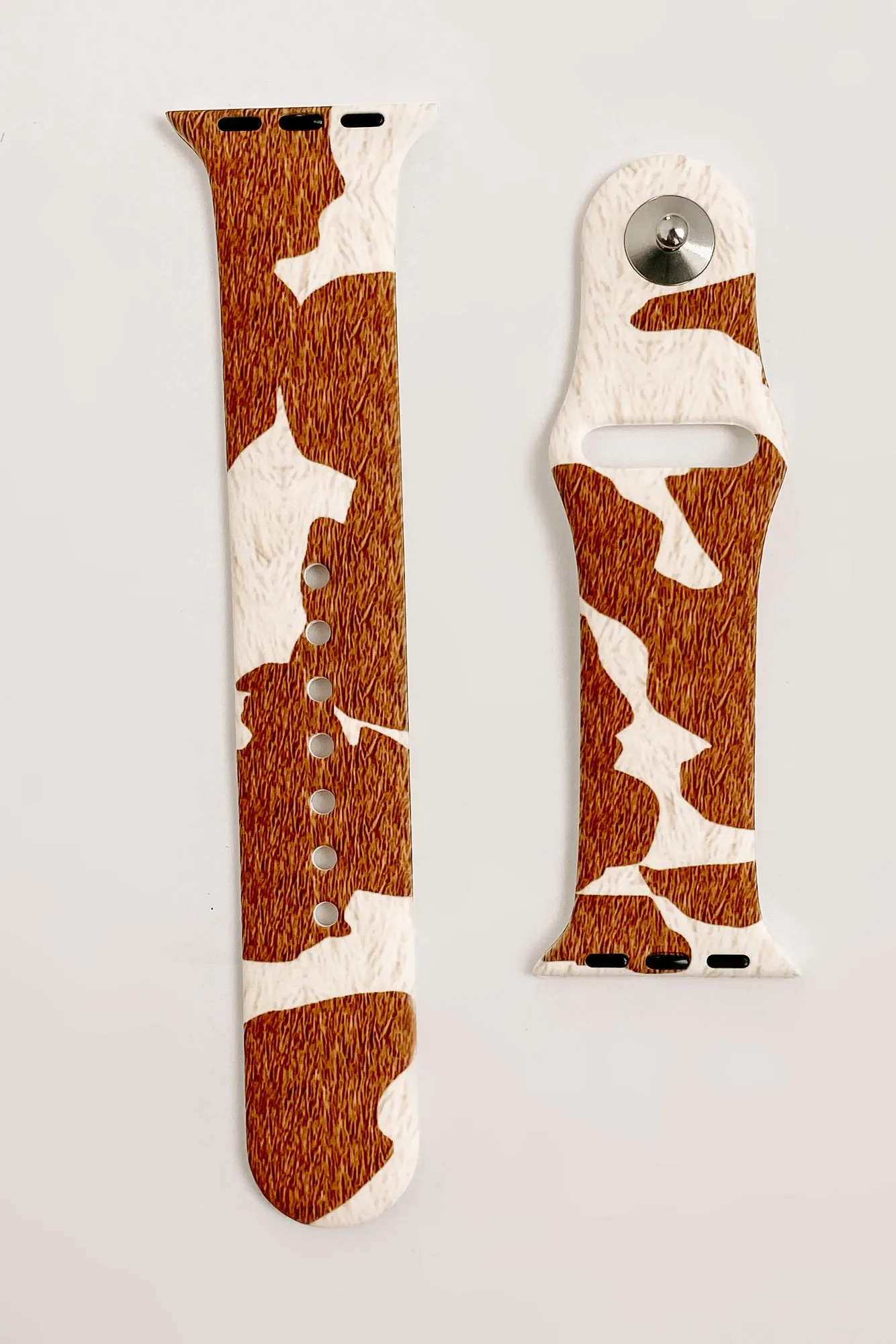 Cow Print Silicone Apple Watch Band (Brown Cow)