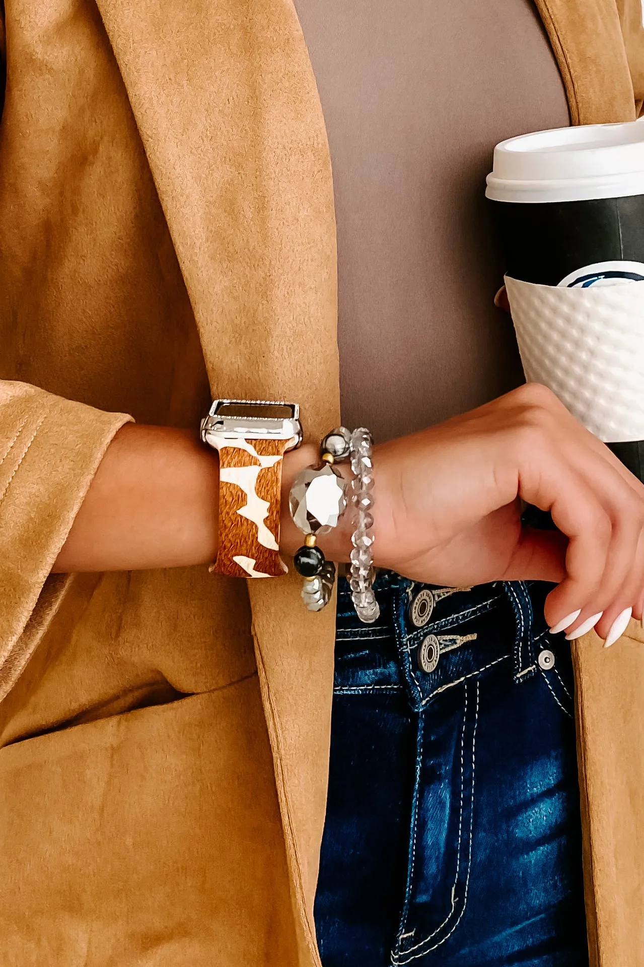 Cow Print Silicone Apple Watch Band (Brown Cow)