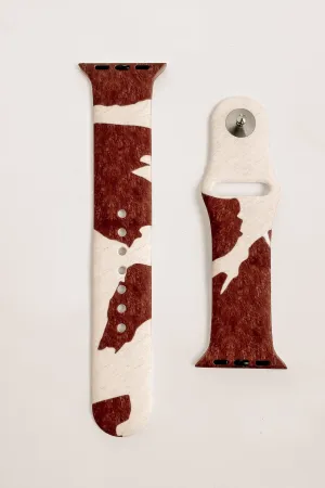Cow Print Silicone Apple Watch Band (Dark Brown Cow)
