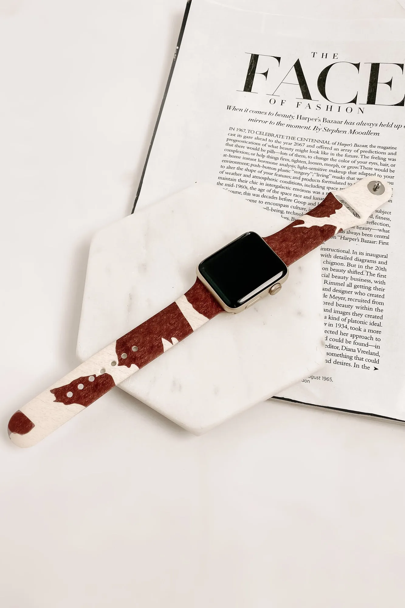Cow Print Silicone Apple Watch Band (Dark Brown Cow)