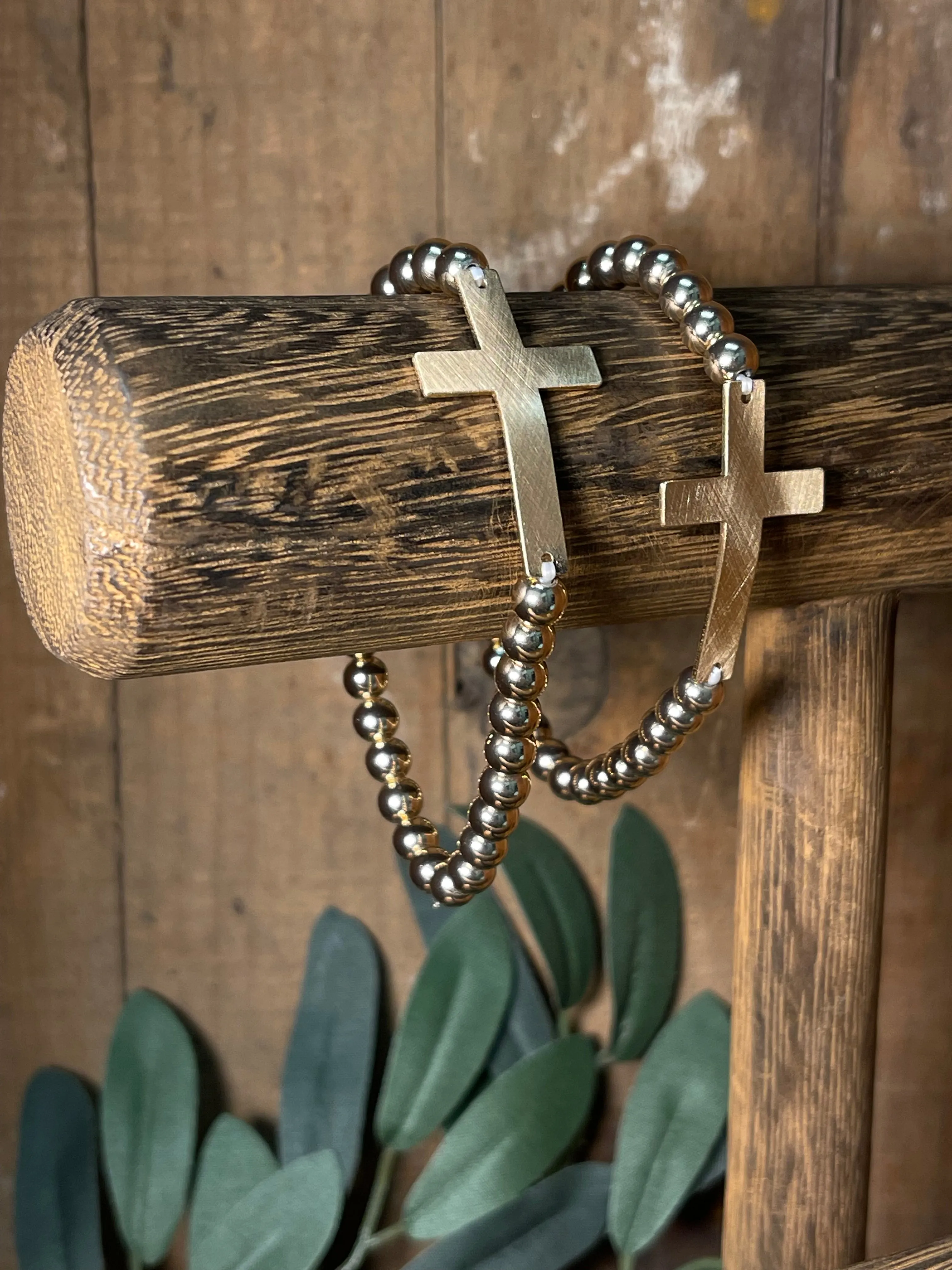 Cross Accent & Gold Bead