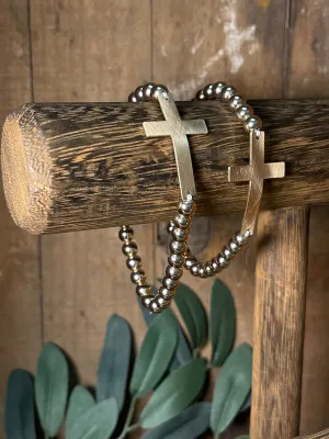 Cross Accent & Gold Bead