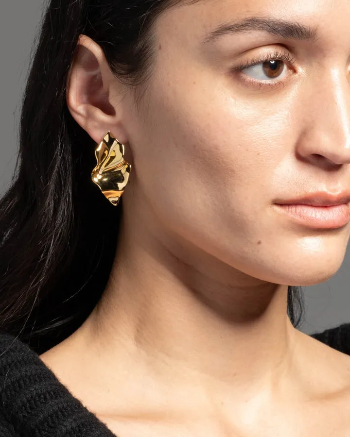 Crumpled Gold Small Post Earring