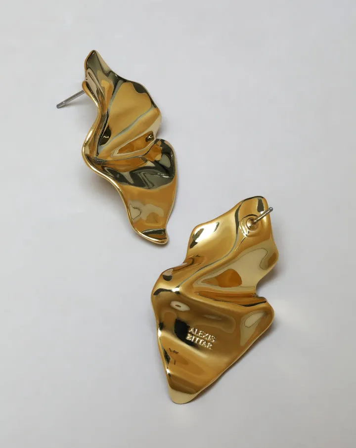Crumpled Gold Small Post Earring