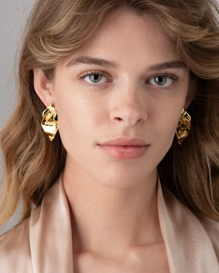 Crumpled Gold Small Post Earring
