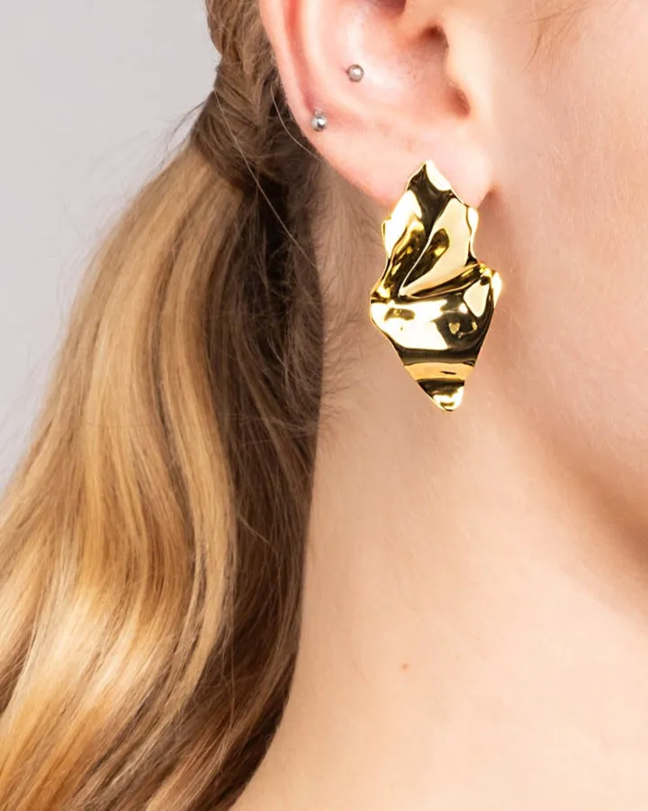 Crumpled Gold Small Post Earring