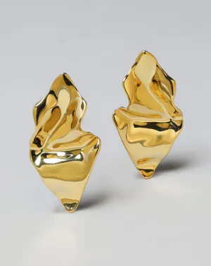 Crumpled Gold Small Post Earring