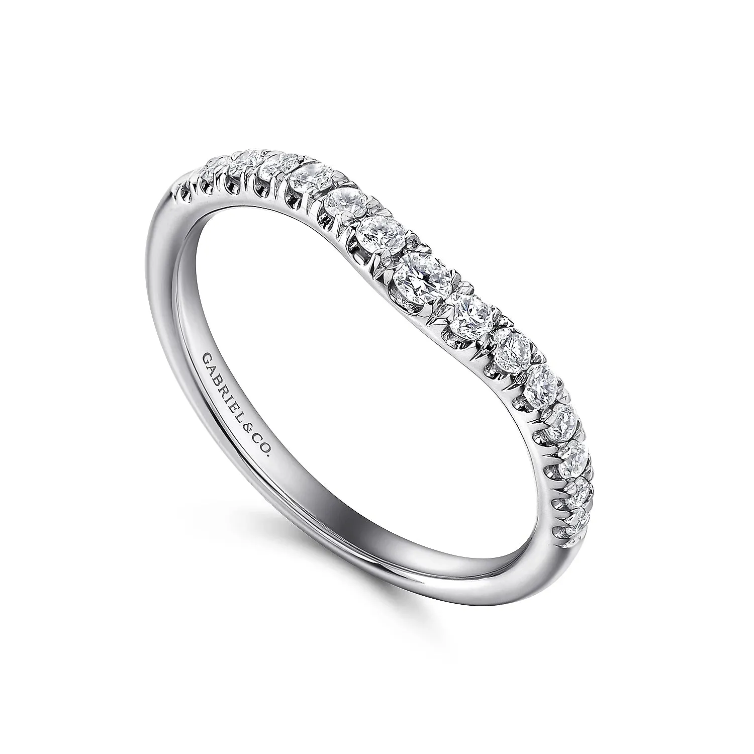 Curved French Pavé Diamond Wedding Band