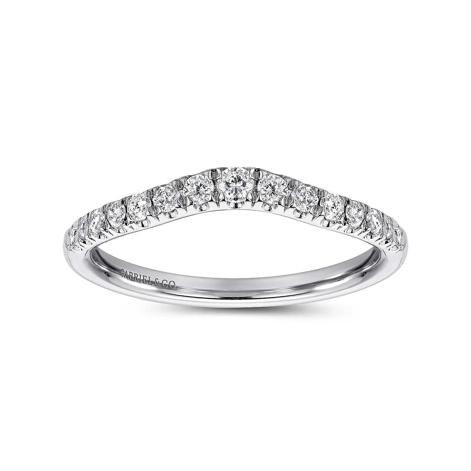 Curved French Pavé Diamond Wedding Band