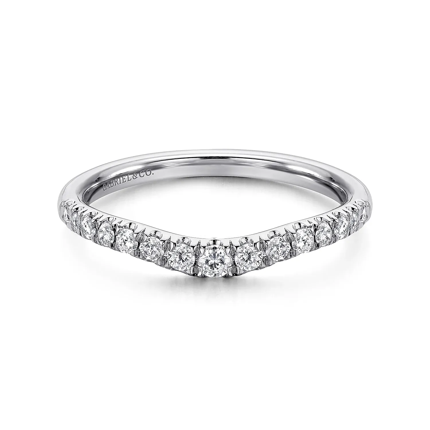 Curved French Pavé Diamond Wedding Band