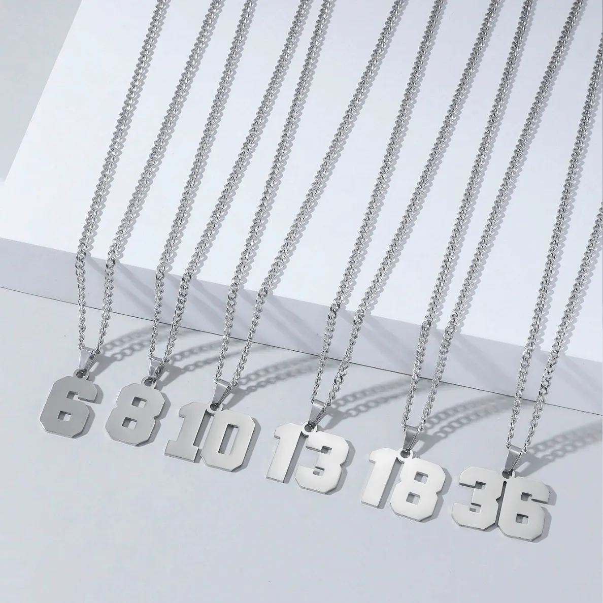 Custom Lucky Sport Number Necklace 925 Silver Team Jewelry