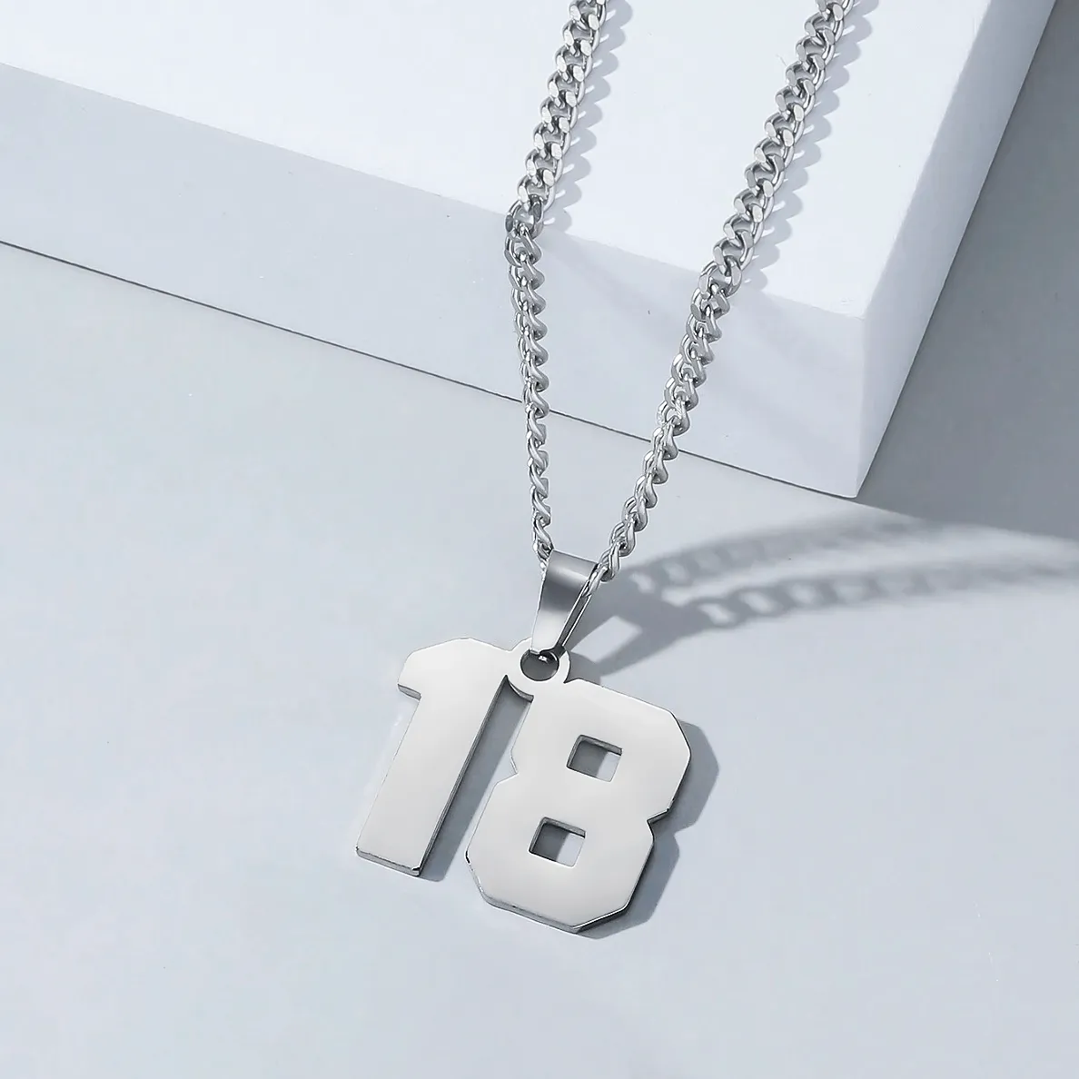 Custom Lucky Sport Number Necklace 925 Silver Team Jewelry